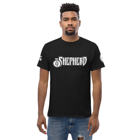 The Shepherd with sleeve logos (Scout Comics and The Staff) Men's classic tee