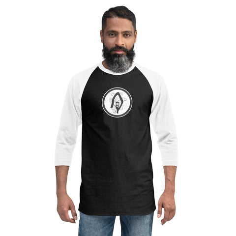 3/4 sleeve raglan shirt with Shepherd's Staff aflame