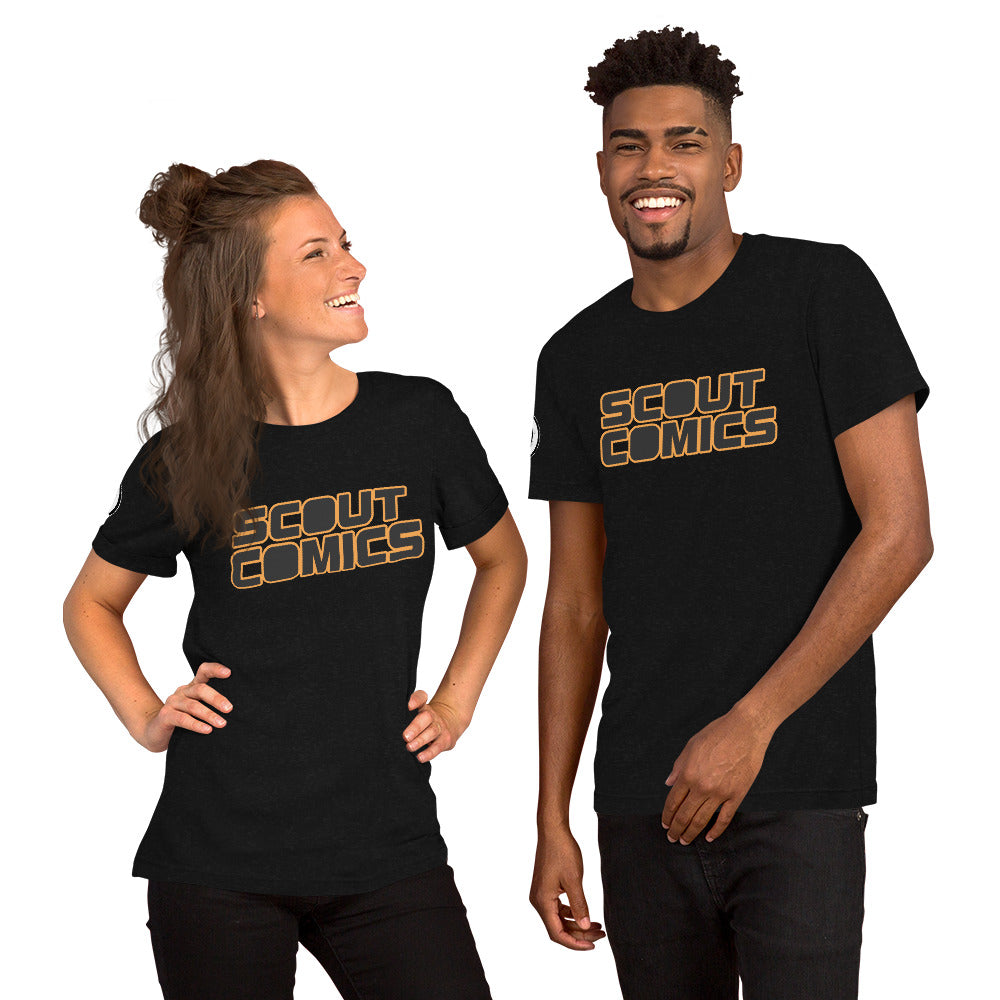 Scout Comics Logo w/Shepherd's staff on right sleeve Unisex t-shirt